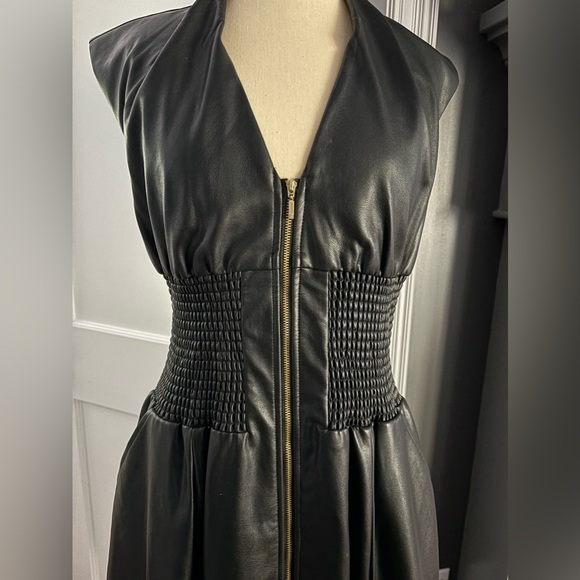 Black vegan leather dress - Picture 4 of 7